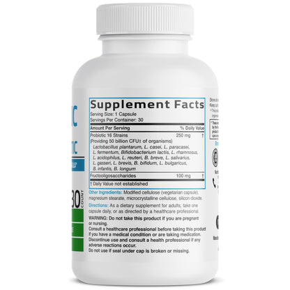 Bronson Once Daily Probiotic 50B CFU + Prebiotic, 30 Vegetarian Capsules – Non-GMO