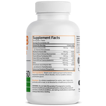 Bronson Super B100 Vitamin B Complex - Sustained Release (60 Tablets)