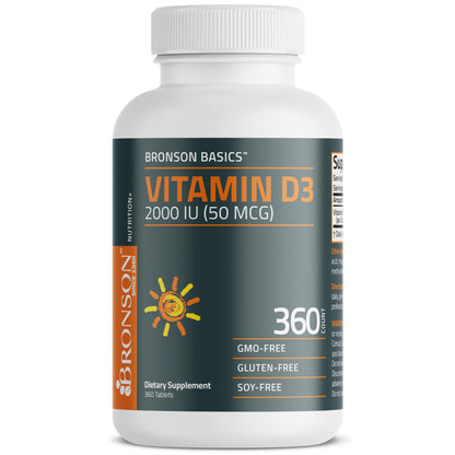Bronson Vitamin D3 2000 IU (50 mcg) Non-GMO, 360 Tablets