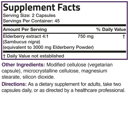 Bronson Elderberry Extra Strength – Immune Support & Antioxidant Protection, 90 Veg Capsules