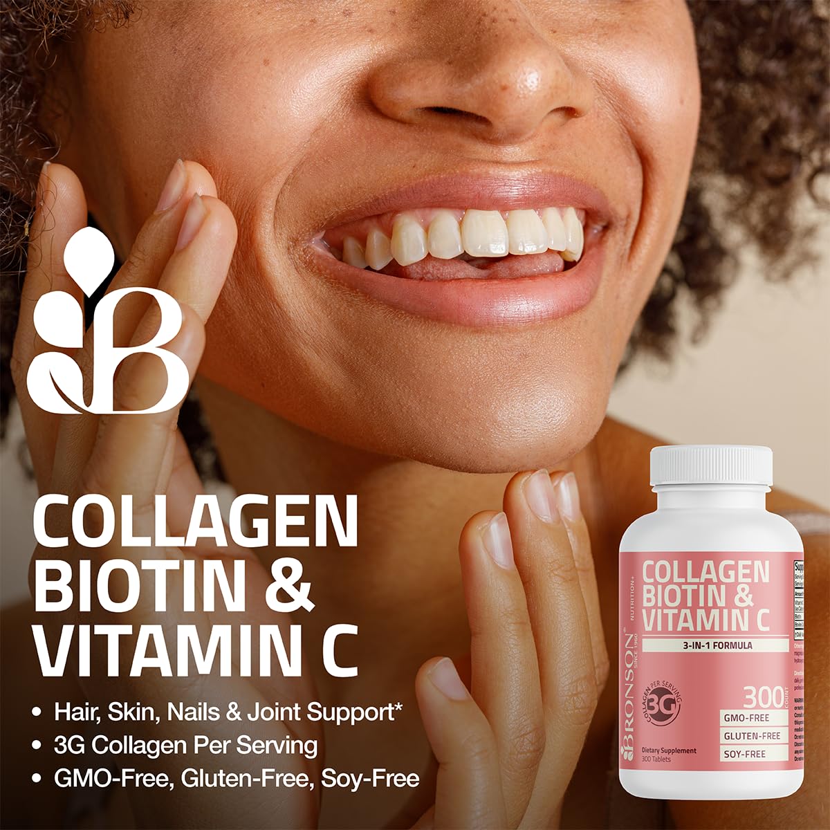 Bronson Collagen Peptides 3000mg with Biotin & Vitamin C | Hair & Skin Support