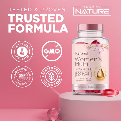 Built By Nature Women’s Multivitamin – Daily Wellness & Immune Support (120 Softgels)