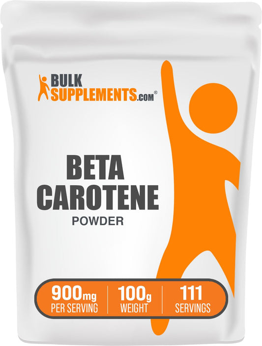 BulkSupplements Beta Carotene Powder - Vitamin A Support for Immune & Vision Health | Gluten Free, 900 mg per Serving, 100 g (Pack of 1)