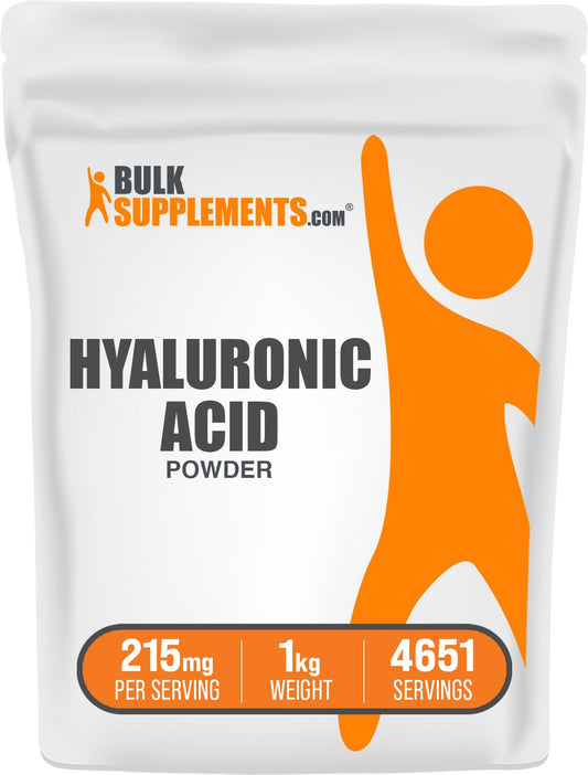 BulkSupplements Hyaluronic Acid Powder – Food Grade Sodium Hyaluronate, Gluten Free, 1kg