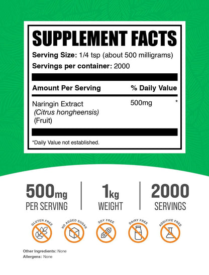 BulkSupplements Naringin Extract Powder – 1kg, 500 mg per Serving, Gluten Free