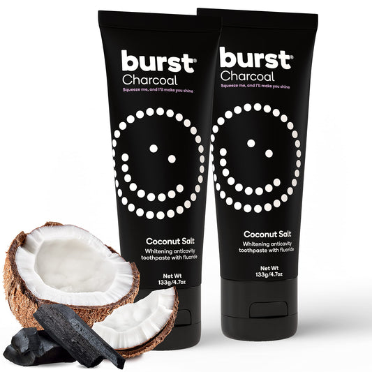 BURST Charcoal Whitening Toothpaste for Adults – 2 Pack (4.7oz) | Sensitive Teeth, Fluoride & Xylitol | Vegan, Gluten & SLS Free