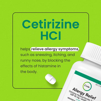 C'rcle Cetirizine HCL 10mg 365 Tablets — Non-Drowsy 24-Hour Allergy Relief