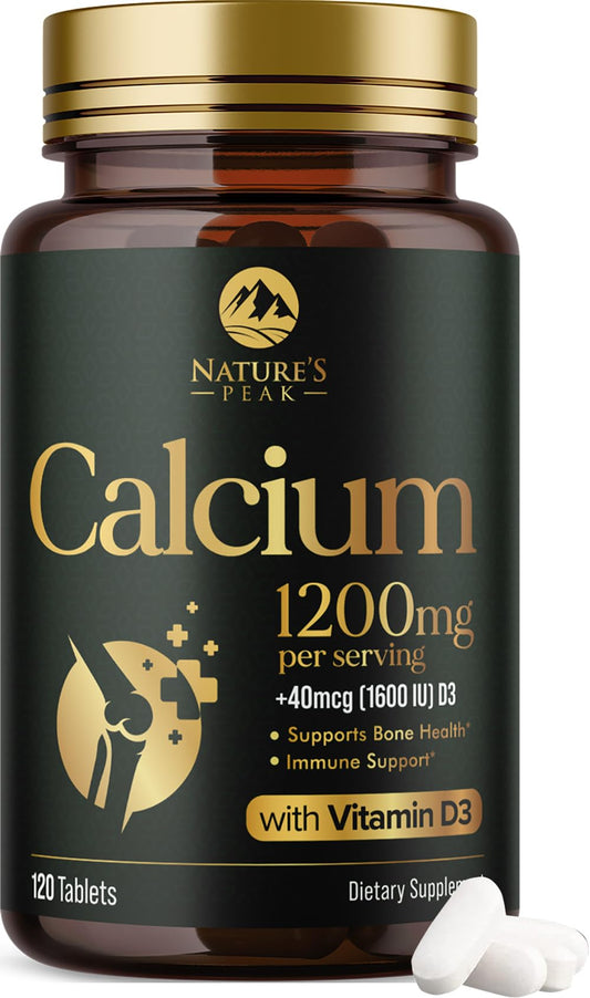 Calcium 1200 mg with Vitamin D3 - Bone Health Supplement for Men & Women | 120 Tablets