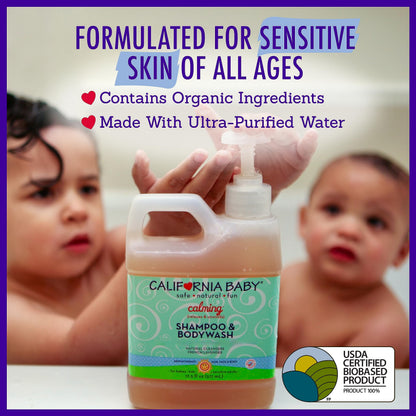California Baby Calming Shampoo + Body Wash – 100% Plant-Based, Lavender, Hypoallergenic (517 mL / 17.5 oz)