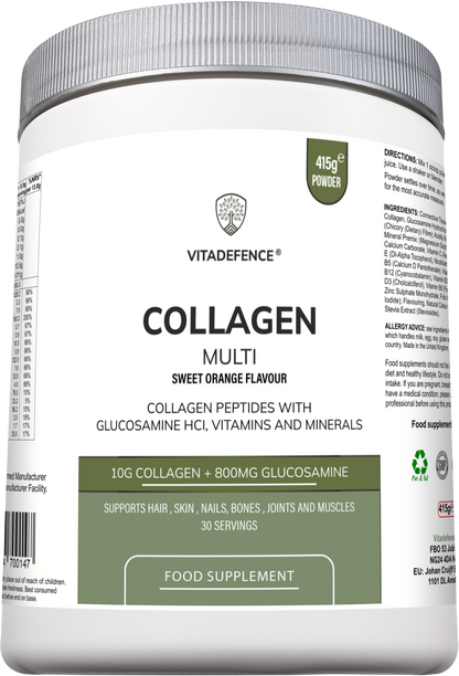Collagen Multi | Orange Flavour Powder with Glucosamine, Vitamins & Minerals – 415 g