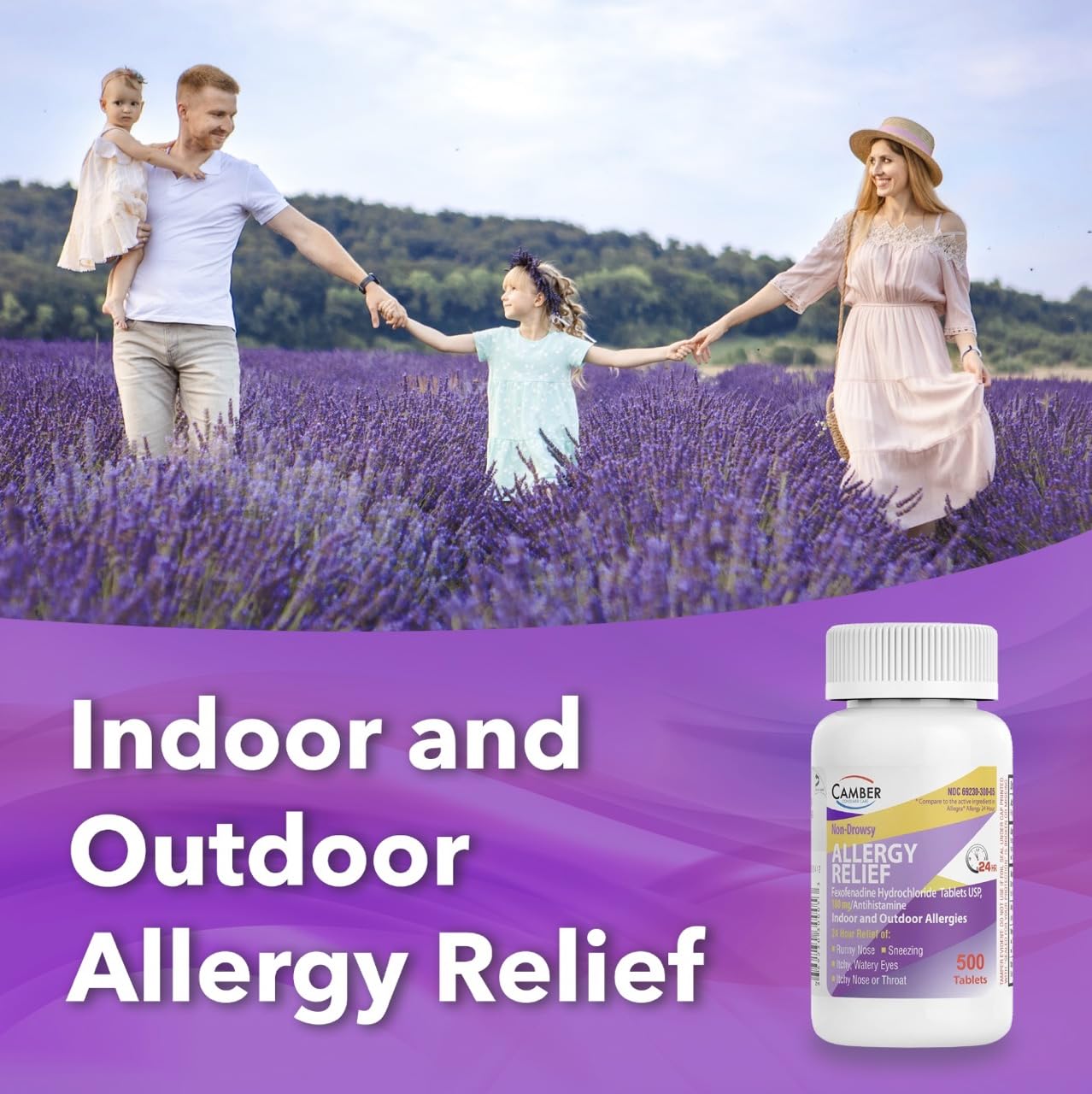 Camber Fexofenadine 24-Hour Non-Drowsy Allergy Relief - 100 Tablets