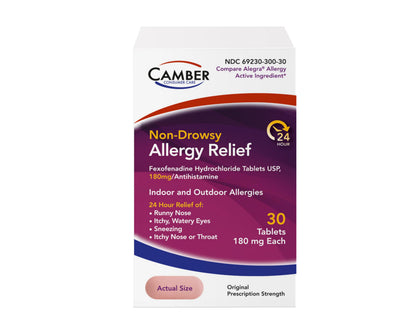 Camber Non-Drowsy Fexofenadine Antihistamine – Indoor & Outdoor Allergy Relief Tablets (30-Count)