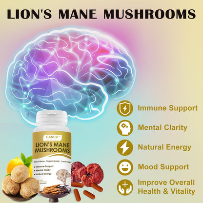 CANLIST Organic Mushroom Complex: Focus & Immunity (90 Capsules)