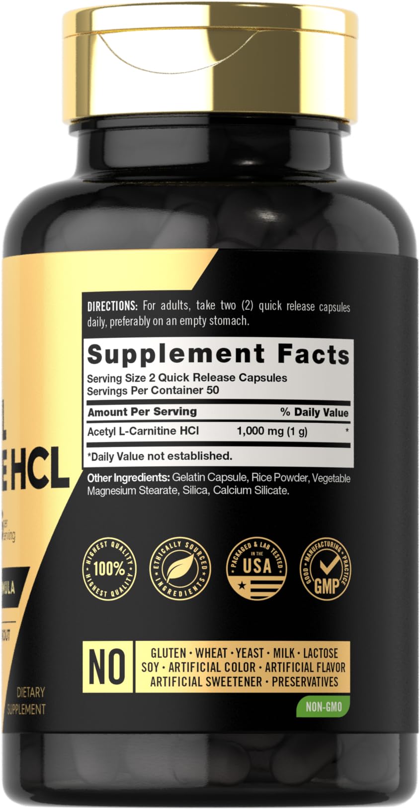 Carlyle Acetyl L-Carnitine HCL | 1000mg | 100 Capsules | Advanced Athlete Formula | Pre-Workout Supplement | Non-GMO & Gluten Free