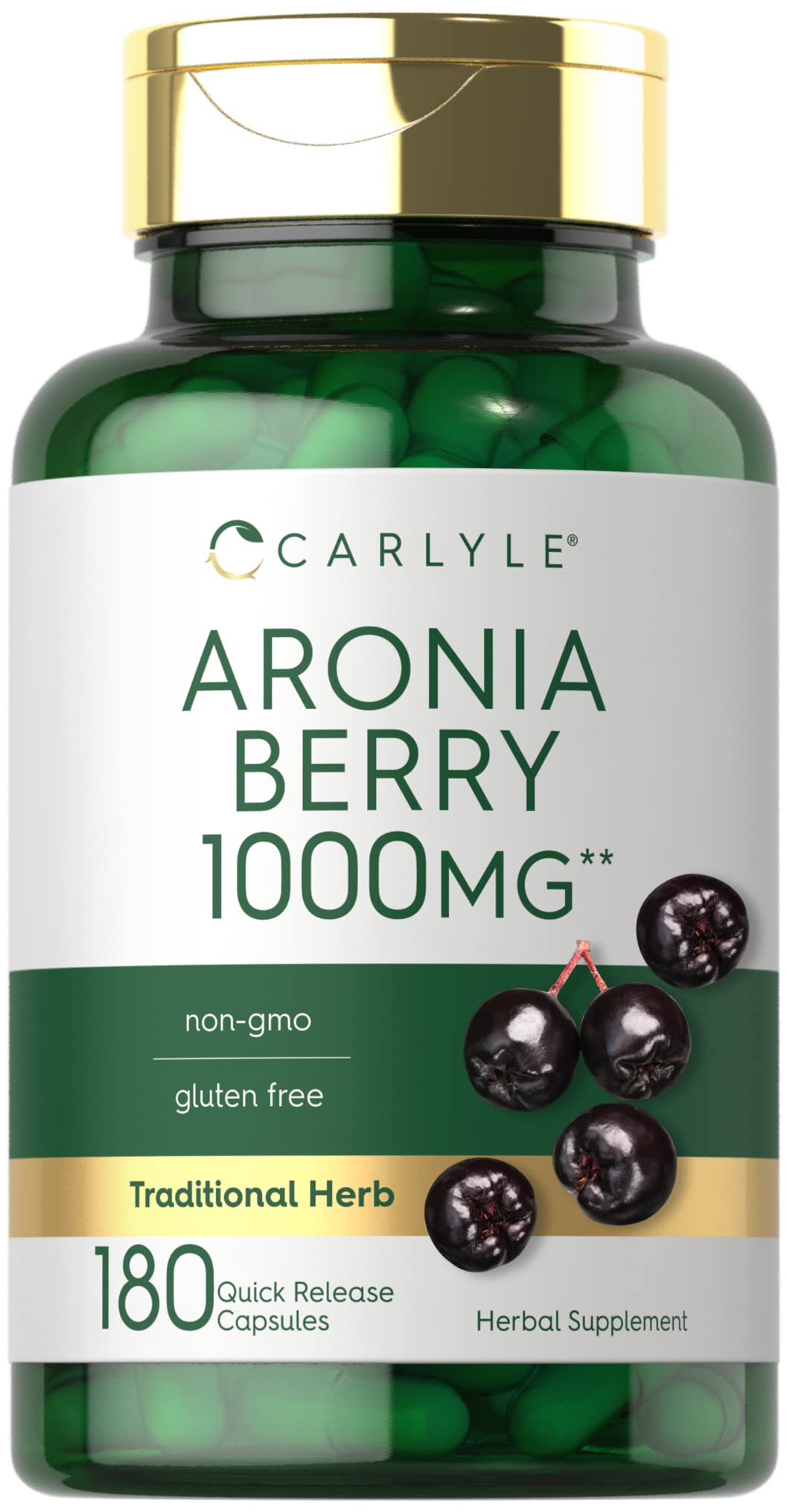 Carlyle Aronia Berry Capsules 1000mg - 180 Count | Non-GMO, Gluten Free