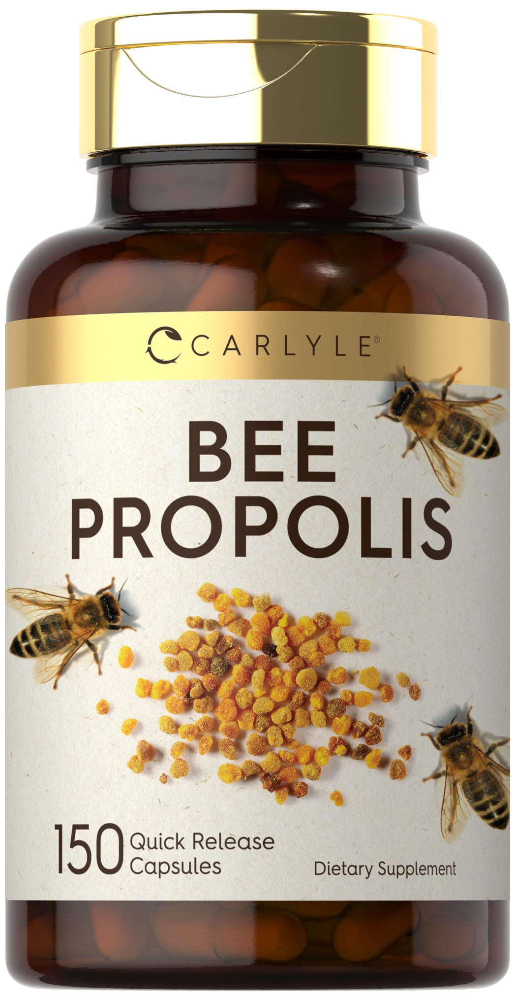 Carlyle Bee Propolis Capsules 600mg | 150 Count | Non-GMO, Gluten Free | Extract Supplement
