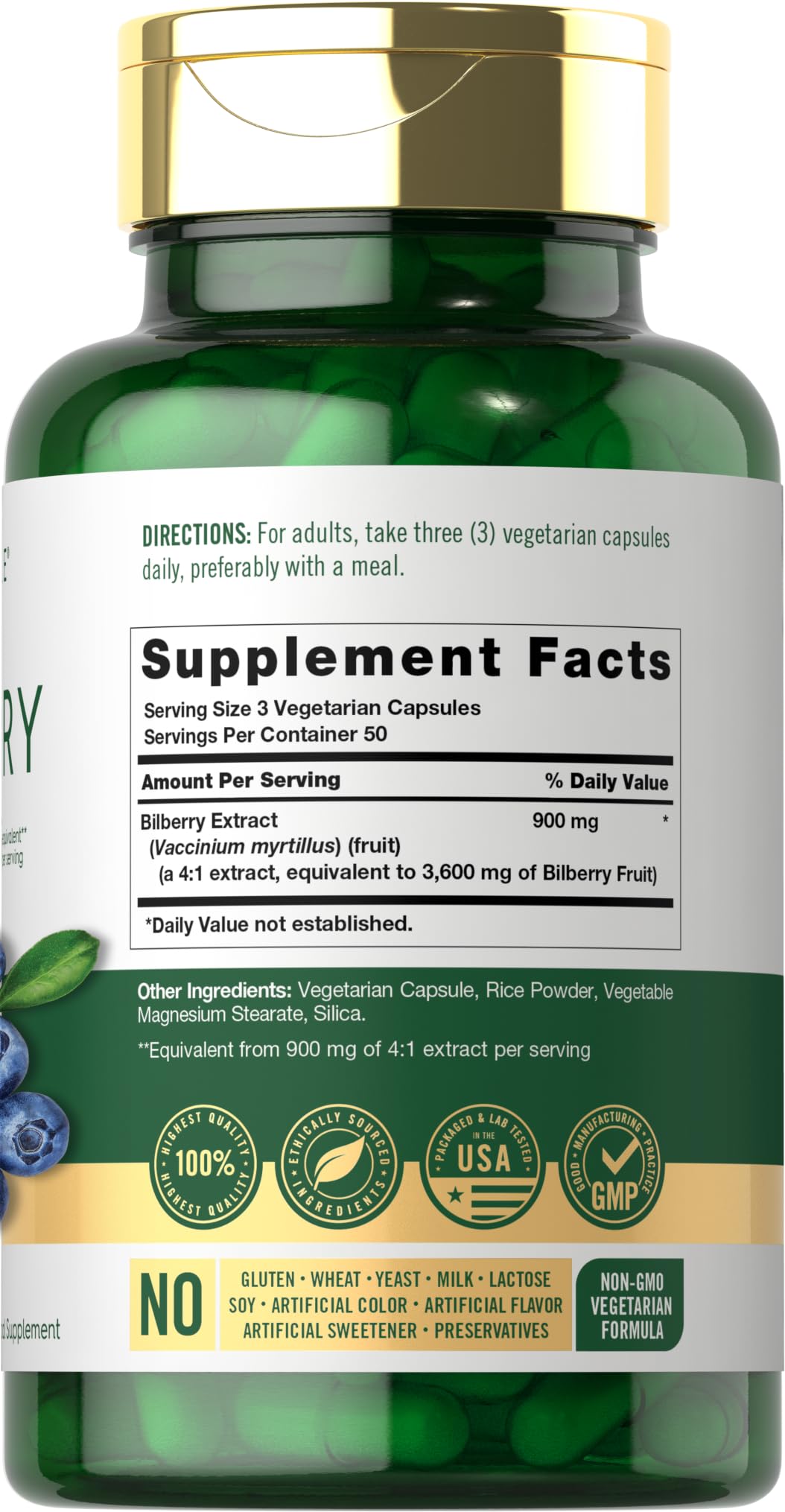Carlyle Bilberry Extract Capsules | 3600mg, 150 Count | Vegetarian, Non-GMO, Gluten Free Fruit Supplement