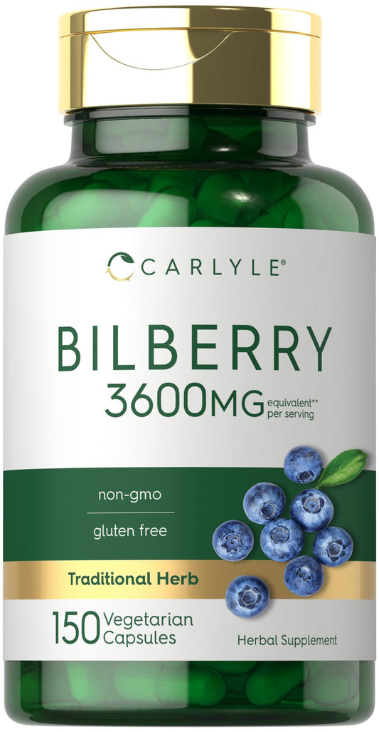 Carlyle Bilberry Extract Capsules | 3600mg, 150 Count | Vegetarian, Non-GMO, Gluten Free Fruit Supplement