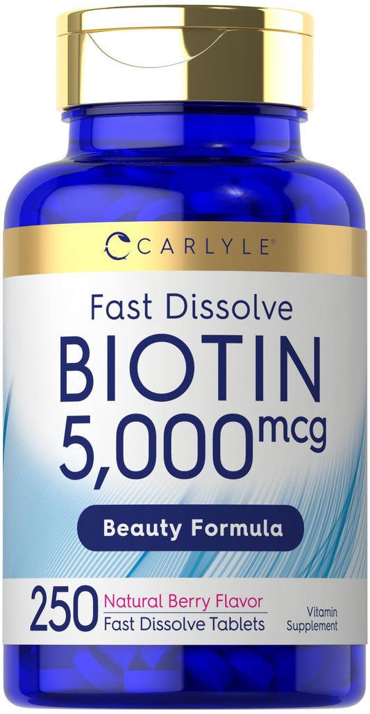 Carlyle Biotin 5000mcg – 250 Fast-Dissolve Tablets | Vegetarian, Non-GMO, Gluten Free
