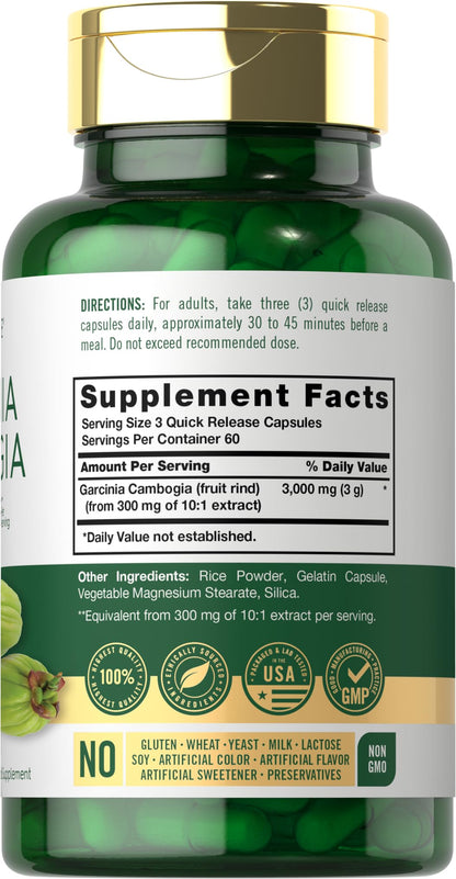 Carlyle Garcinia Cambogia Extract - 3000mg per Serving | 180 Capsules - Non-GMO & Gluten Free