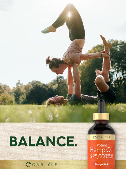 Carlyle Hemp Seed Oil 925,000 mcg | High Potency | Contains Omega 3,6,9 | Cold Pressed | Vegetarian, Non-GMO, Gluten Free