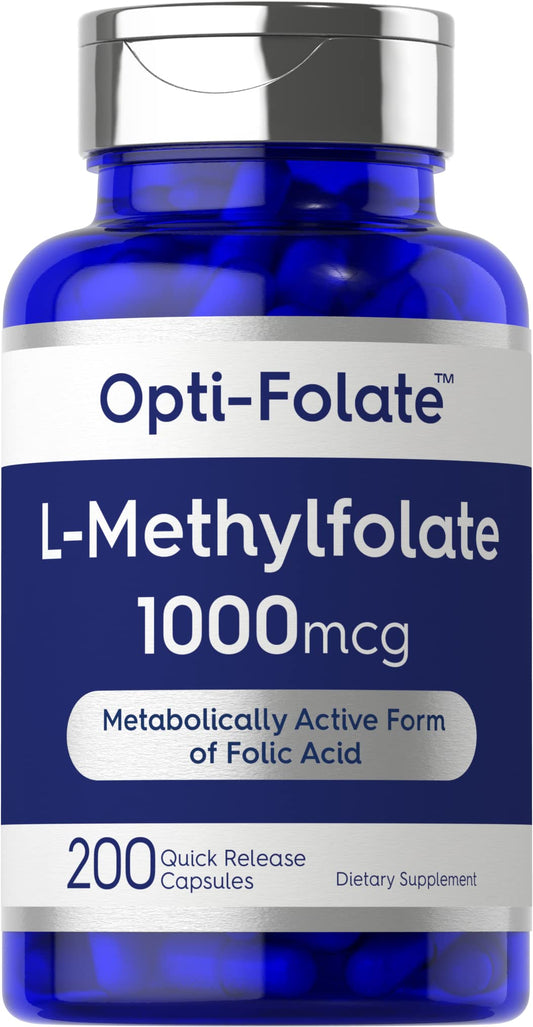 Carlyle L-Methylfolate 1000mcg | 200 Capsules | Opti-Folate – Non-GMO, Gluten Free | 5-MTHF Methyl Folate