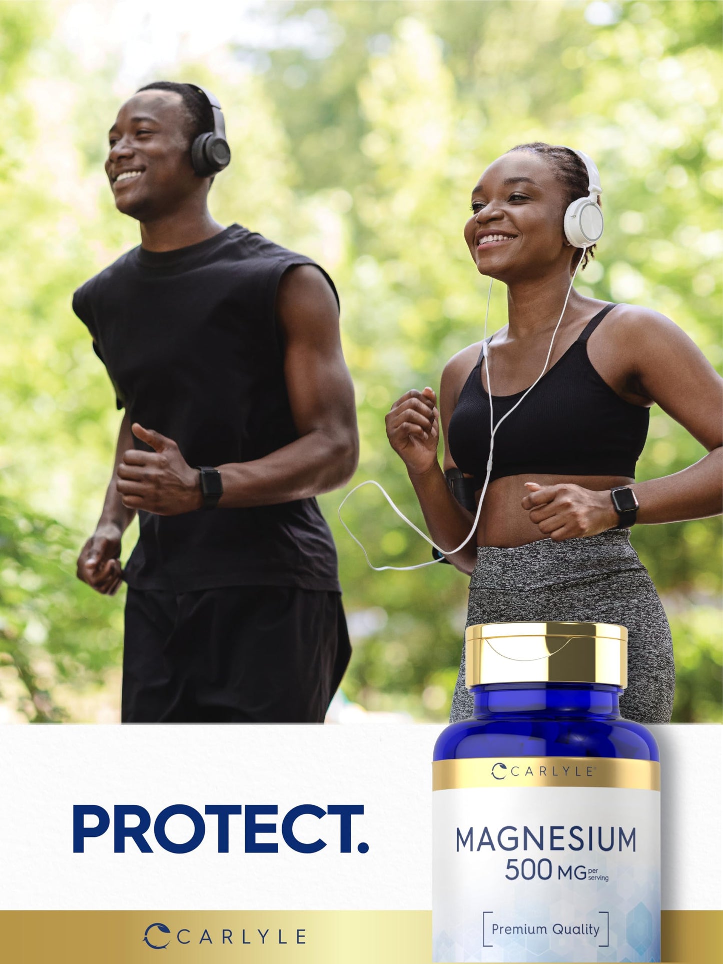Carlyle Magnesium 500mg | 300 Coated Caplets | Vegetarian, Non-GMO, Gluten Free