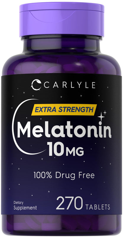 Carlyle Melatonin 10mg – 270 Tablets | L-Theanine | Vegetarian, Non-GMO, Gluten Free