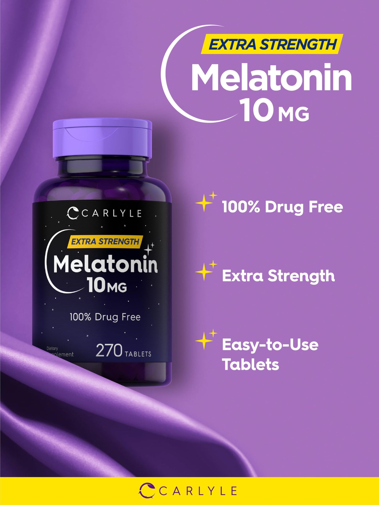Carlyle Melatonin 10mg – 270 Tablets | L-Theanine | Vegetarian, Non-GMO, Gluten Free