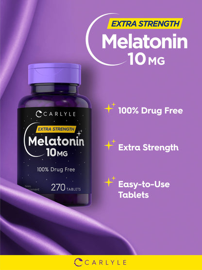 Carlyle Melatonin 10mg – 270 Tablets | L-Theanine | Vegetarian, Non-GMO, Gluten Free