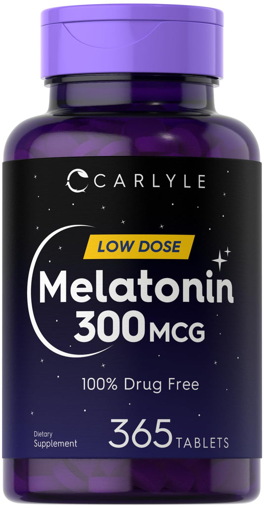 Carlyle Melatonin 300 mcg - 365 Tablets | Low Dose, Vegetarian, Gluten Free