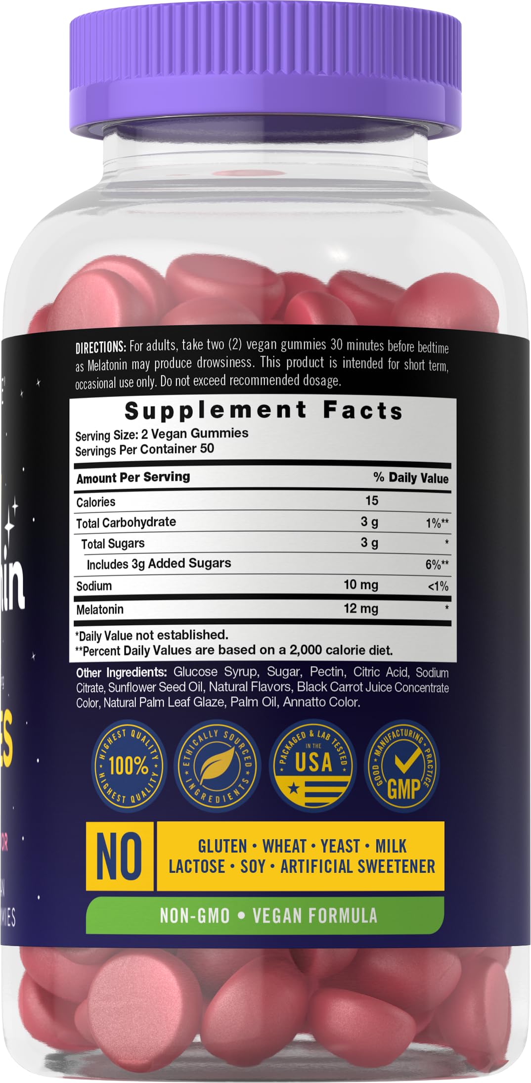 Carlyle Melatonin Gummies 12mg - Berry Flavor, 100 Count | Vegan, Non-GMO, Gluten Free