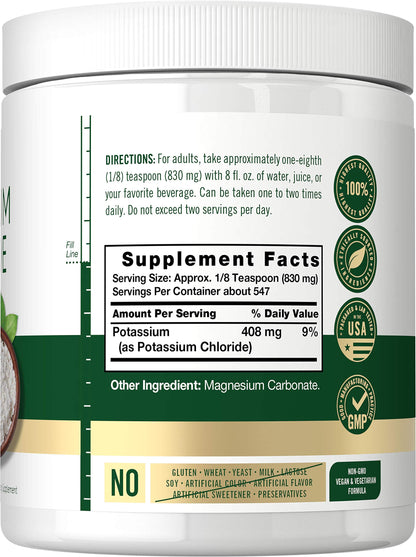 Potassium Chloride Powder 16 oz – Carlyle | Food Grade Salt Substitute, Vegan