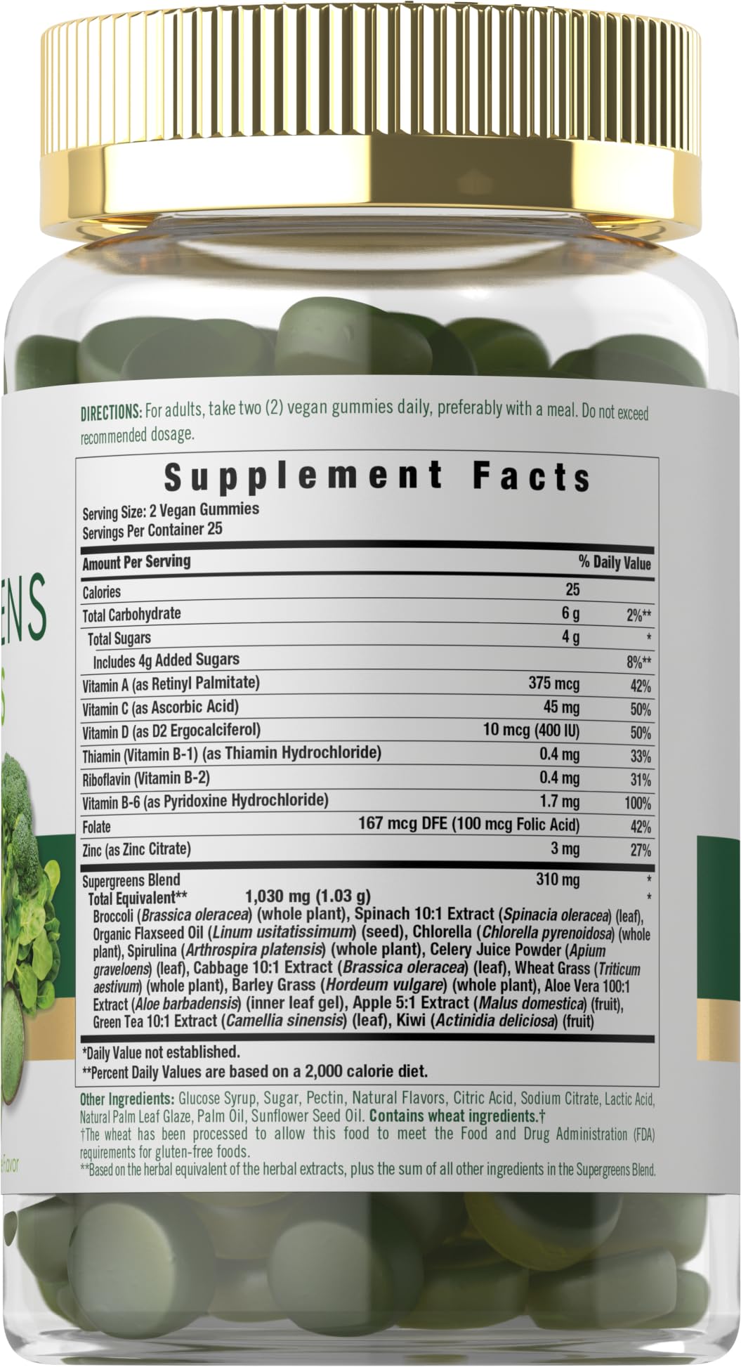 Carlyle Supergreens Gummies – Apple Flavor | 50 Count | Vegan, Non-GMO, Gluten Free