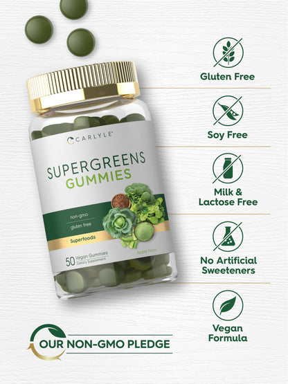 Carlyle Supergreens Gummies – Apple Flavor | 50 Count | Vegan, Non-GMO, Gluten Free