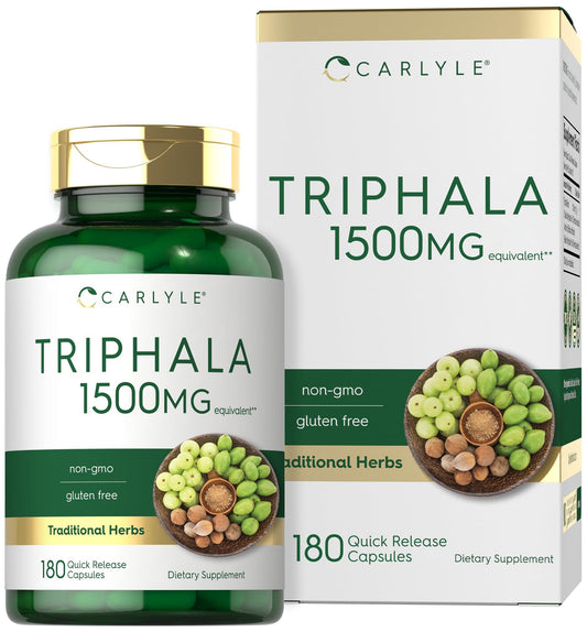 Carlyle Triphala Capsules 1500mg | 180 Count | Herbal Non-GMO Gluten Free