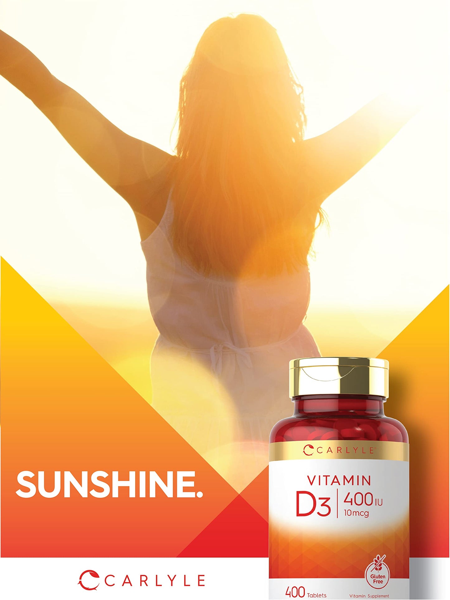 Carlyle Vitamin D3 400 IU (10 mcg) – 400 Tablets | Value Size | Vegetarian, Non-GMO, Gluten Free Formula | Vitamin D Supplement