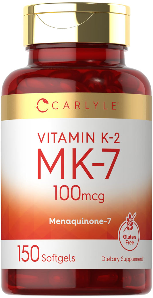Carlyle Vitamin K2 MK7 100 mcg | 150 Softgels | Non-GMO, Gluten Free