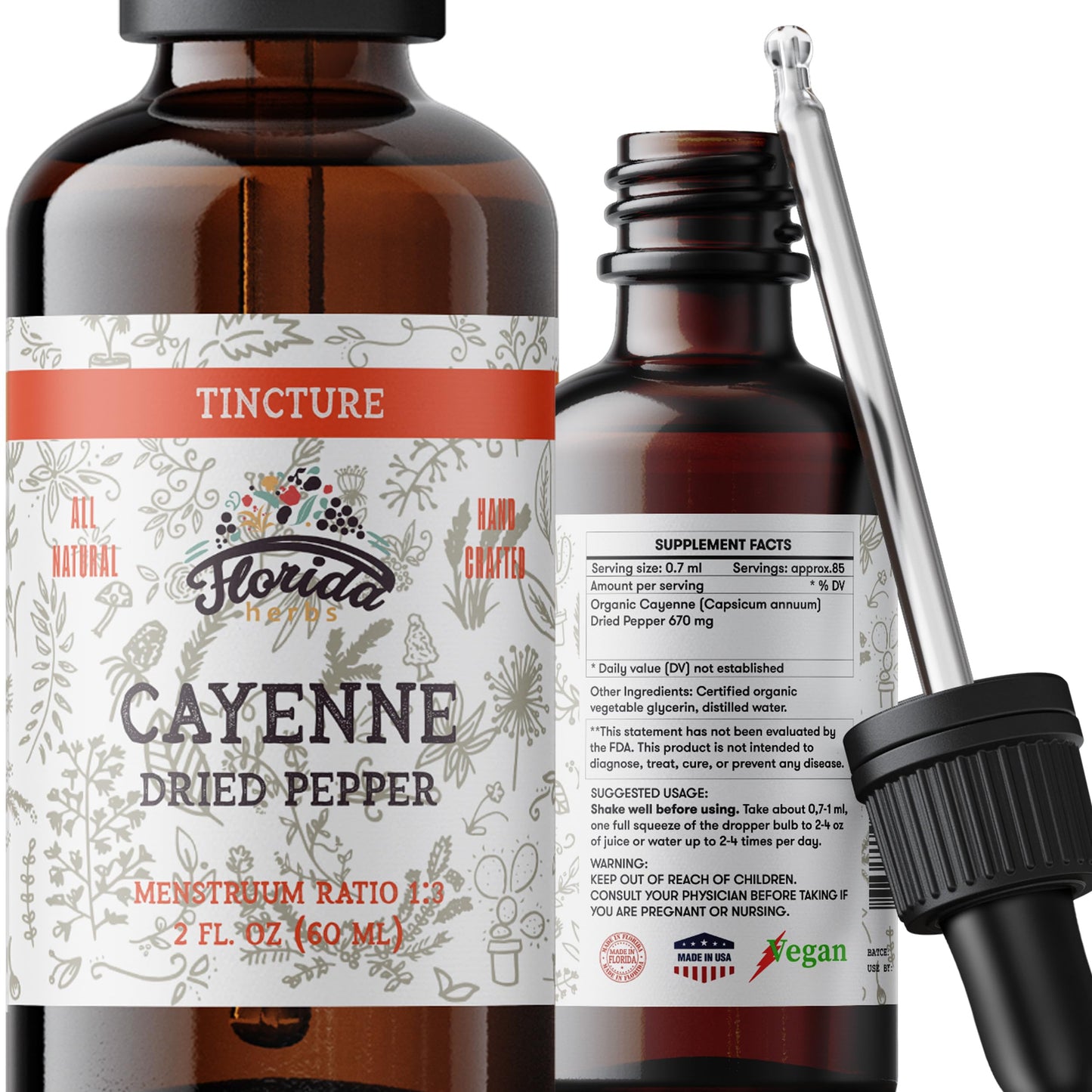 FLORIDA HERBS Cayenne Tincture Extract – Organic Cayenne, 2 oz
