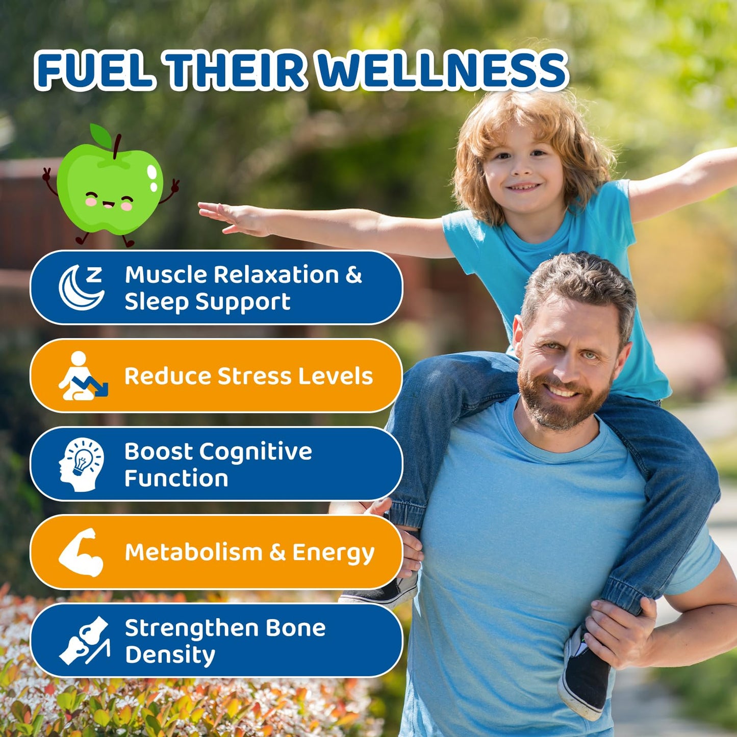 Center-Filled Magnesium Gummies for Kids 300MG - Magnesium Glycinate Gummies with L-theanine, Omega-3, Vitamin B6, D for Kids & Adults, Sleep, Calm & Muscle Relaxation - Apple & Kiwi
