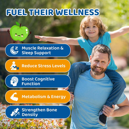 Center-Filled Magnesium Gummies for Kids 300MG - Magnesium Glycinate Gummies with L-theanine, Omega-3, Vitamin B6, D for Kids & Adults, Sleep, Calm & Muscle Relaxation - Apple & Kiwi