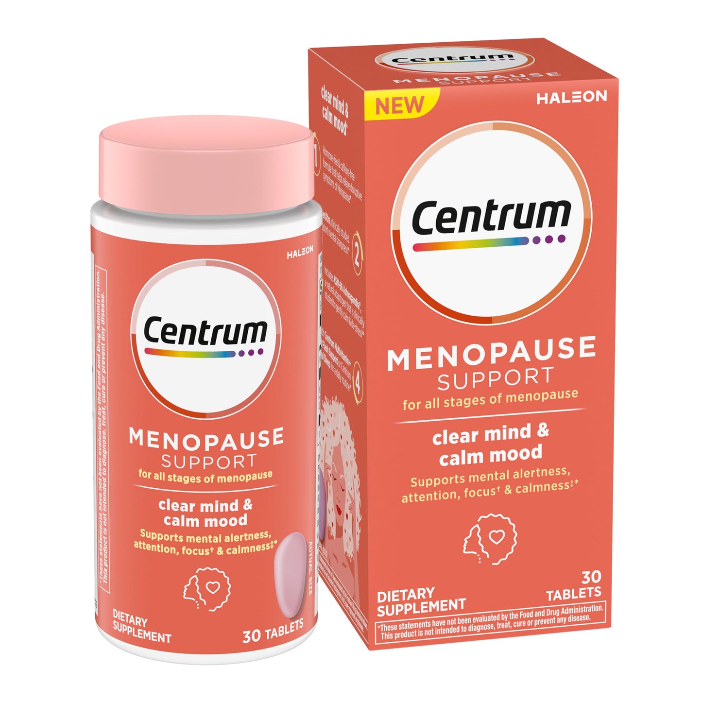 Centrum Clear Mind & Calm Mood Menopause Support Tablets – EnXtra & KSM-66, 30 Count
