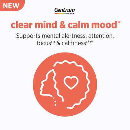 Centrum Clear Mind & Calm Mood Menopause Support Tablets – EnXtra & KSM-66, 30 Count