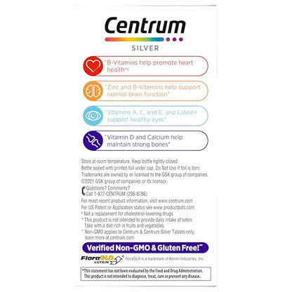 Centrum Silver Women's Multivitamin 50+ | Memory, Bone & Heart Health | Non-GMO | 65 Count