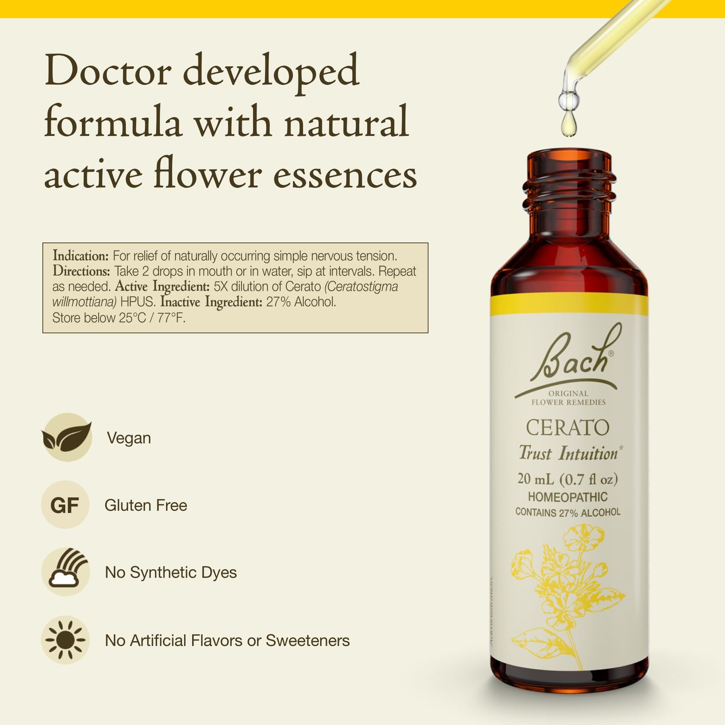 Bach Cerato Original Flower Remedies – Trust Intuition | Emotional Balance | 20mL Dropper
