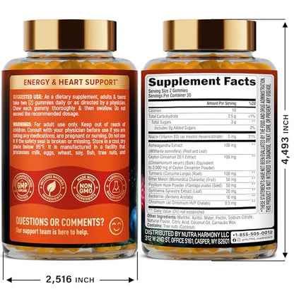 Ceylon Cinnamon Gummies 2000 mg – Berberine, Turmeric, Ashwagandha | Sugar-Free 60 Gummies