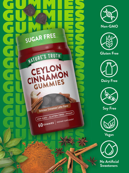 Nature's Truth Ceylon Cinnamon Gummies – 2000mg, Sugar Free, 60 Count, Vegan & Gluten Free
