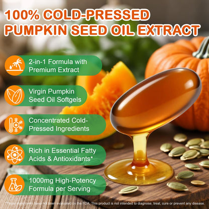 CFHQXSZ Pumpkin Seed Oil with Saw Palmetto Capsules — Cold Pressed, 300 Softgels for Prostate & Hair Health | Non-GMO, Soy Free, Gluten Free
