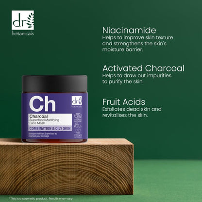Maschera viso opacizzante al carbone superfood 60ml