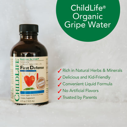 CHILDLIFE ESSENTIALS First Defense - Kids Immune Support with Elderberry & Zinc | Non-GMO, Gluten Free - 4 oz